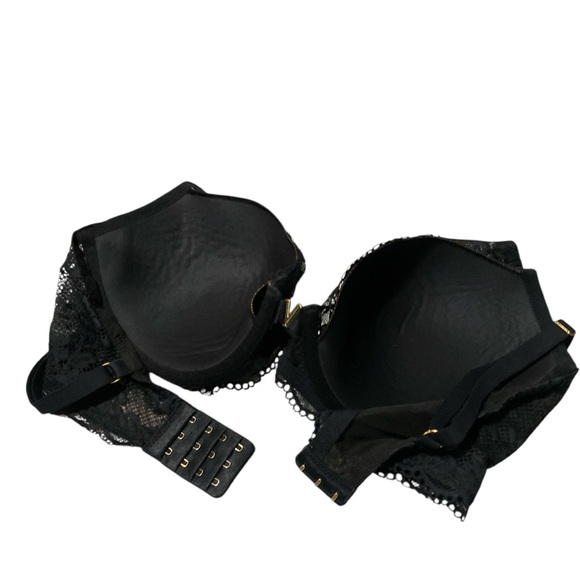 Victoria Secret Plunge Black Bra Lace Overlay Adjustable Straps and Clasp 36DD - Picture 12 of 16